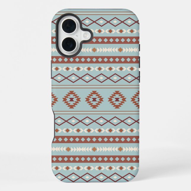 Aztec Mixed Motif Muster Rusts Cream Blue iPhone Hülle (Rückseite)