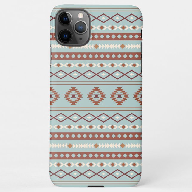 Aztec Mixed Motif Muster Rusts Cream Blue iPhone Hülle (Rückseite)