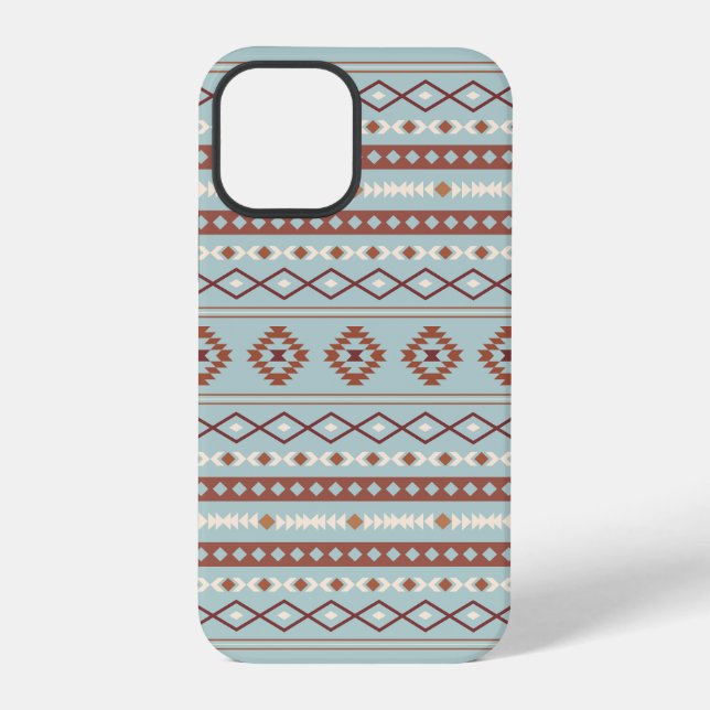 Aztec Mixed Motif Muster Rusts Cream Blue iPhone Hülle (Rückseite)