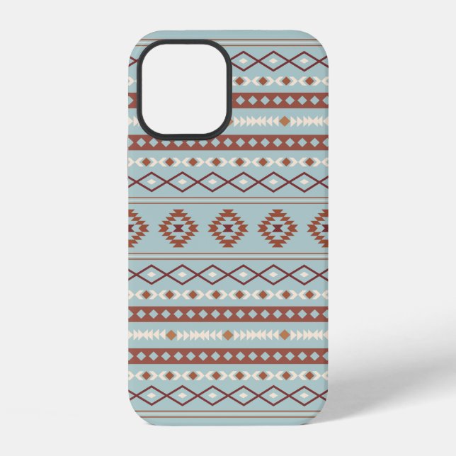 Aztec Mixed Motif Muster Rusts Cream Blue iPhone Hülle (Rückseite)