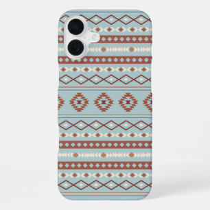 Aztec Mixed Motif Muster Rusts Cream Blue iPhone 16 Plus Hülle