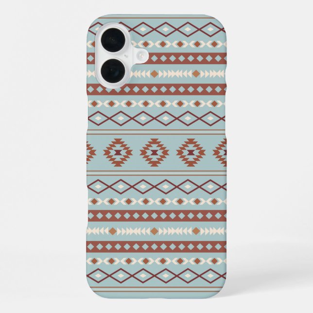 Aztec Mixed Motif Muster Rusts Cream Blue iPhone Hülle (Rückseite)