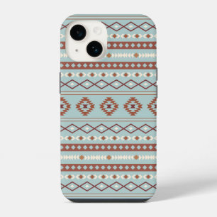 Aztec Mixed Motif Muster Rusts Cream Blue iPhone 14 Hülle
