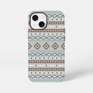 Aztec Mixed Motif Muster Rusts Cream Blue iPhone 13 Mini Hülle