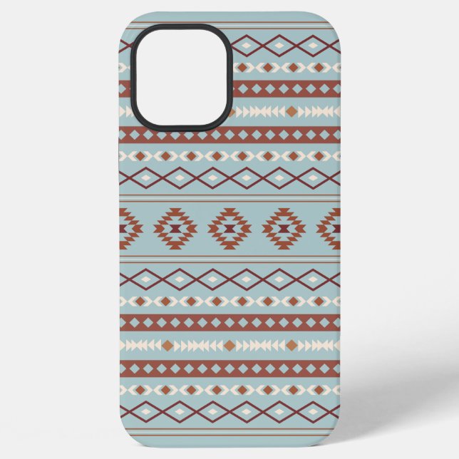 Aztec Mixed Motif Muster Rusts Cream Blue iPhone Hülle (Rückseite)