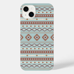 Aztec Mixed Motif Muster Rusts Cream Blue iPhone 14 Plus Hülle