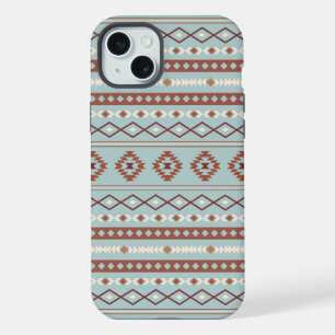 Aztec Mixed Motif Muster Rusts Cream Blue iPhone 15 Plus Hülle