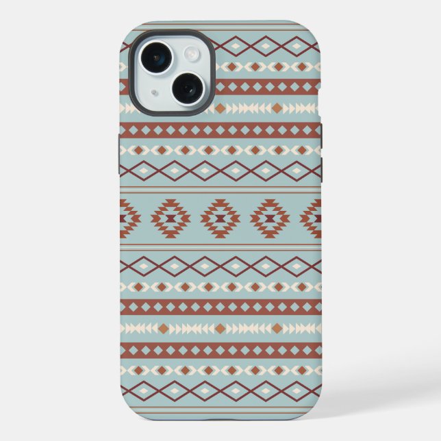 Aztec Mixed Motif Muster Rusts Cream Blue iPhone Hülle (Rückseite)