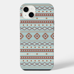 Aztec Mixed Motif Muster Rusts Cream Blue iPhone 14 Plus Hülle
