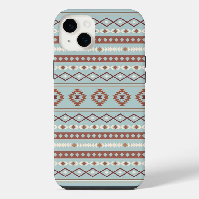 Aztec Mixed Motif Muster Rusts Cream Blue iPhone Hülle (Rückseite)
