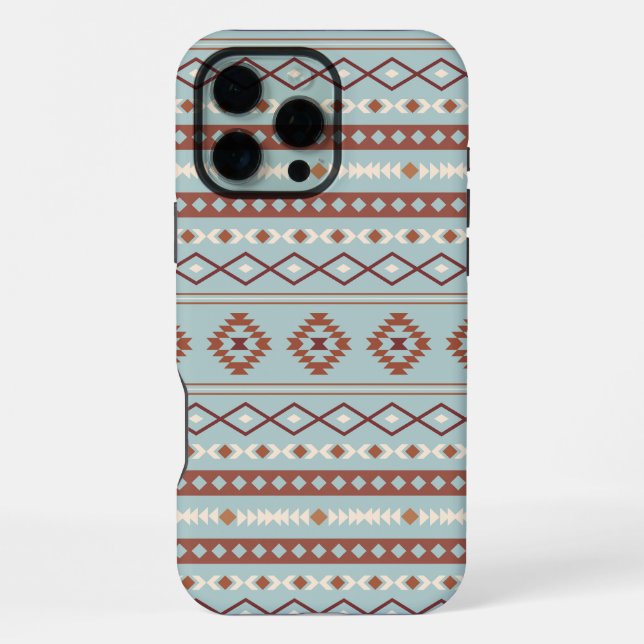 Aztec Mixed Motif Muster Rusts Cream Blue iPhone Hülle (Rückseite)