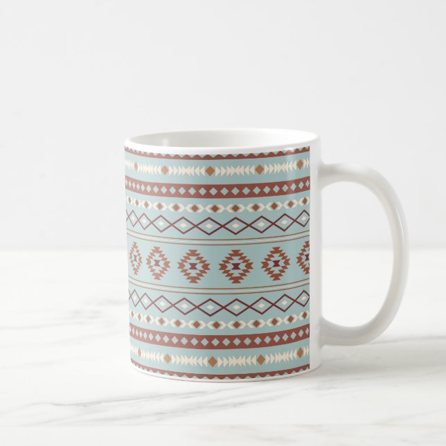 Aztec Mixed Motif Muster Rusts Cream Blue Kaffeetasse (Rechts)