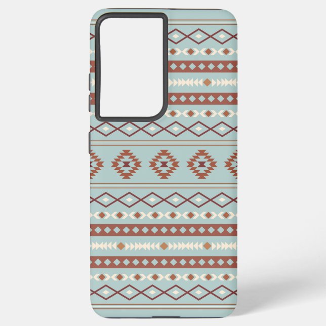 Aztec Mixed Motif Muster Rusts Cream Blue Samsung Galaxy Hülle (Rückseite)