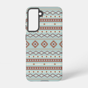 Aztec Mixed Motif Muster Rusts Cream Blue Samsung Galaxy Hülle