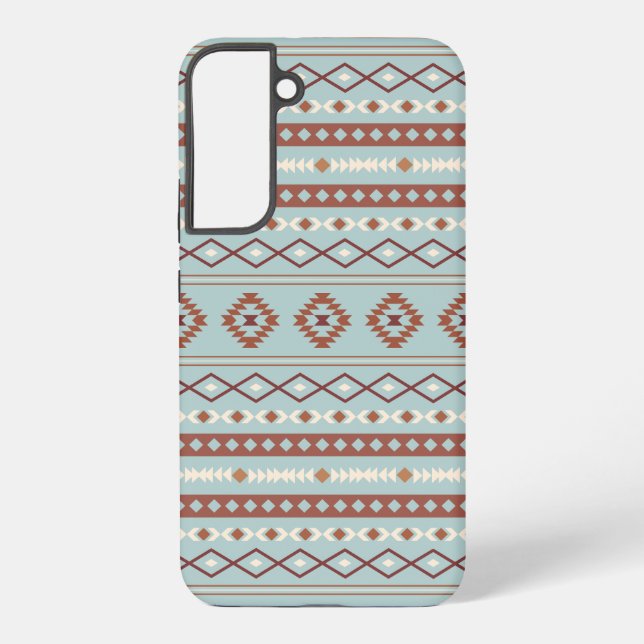 Aztec Mixed Motif Muster Rusts Cream Blue Samsung Galaxy Hülle (Rückseite)