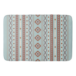 Aztec Mixed Motif V Muster Rusts Cream Blue Badematte