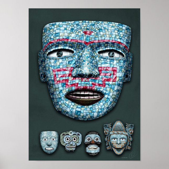 Aztec Mosaic Masken Poster (Vorne)