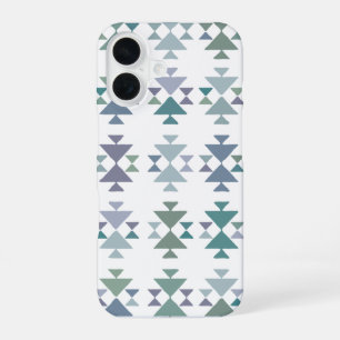 Aztec-Muster für das blaugrüne geometrische Dreiec iPhone 16 Hülle