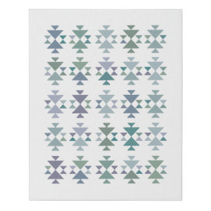 Aztec-Muster für das blaugrüne geometrische Dreiec Künstlicher Leinwanddruck