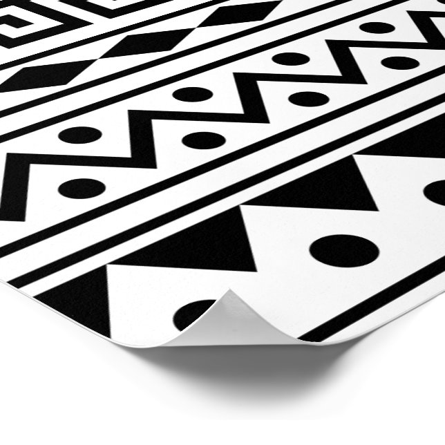 Aztec Muster Poster in Schwarzweiß (Ecke)