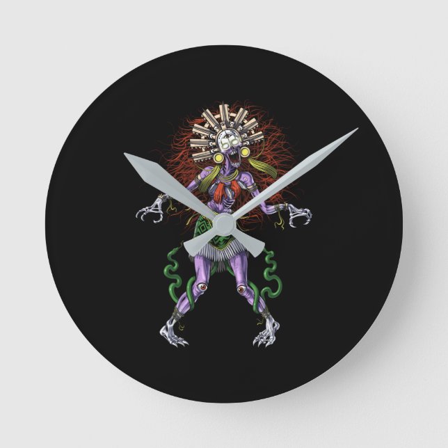 Aztec Mythology Deity Tzitzimitl Runde Wanduhr (Vorderseite)