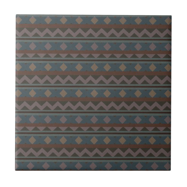 Aztec Native American Geometric Design Tiles Fliese (Vorderseite)