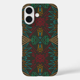 Aztec Native American Geometric Lined Pattern Art iPhone 16 Hülle