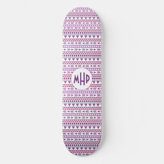 Aztec Pattern benutzerdefinierte Monogramm-Skatebo Skateboard (Vorderseite)