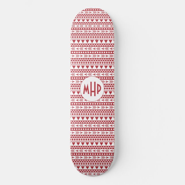 Aztec Pattern benutzerdefinierte Monogramm-Skatebo Skateboard (Vorderseite)