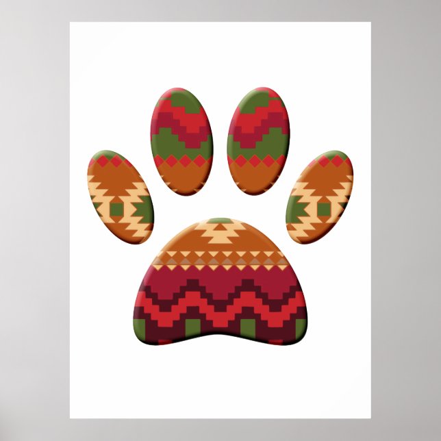 Aztec Pattern Dog Paw Art Poster (Vorne)