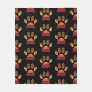 Aztec Pattern Dog Paw Fleecedecke