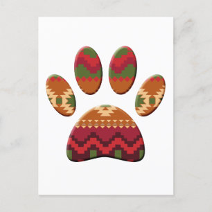 Aztec Pattern Dog Paw Postkarte