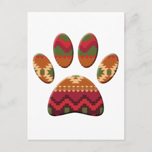 Aztec Pattern Dog Paw Postkarte
