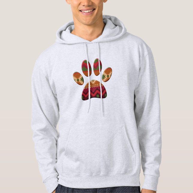 Aztec Pattern Dog Paw Print Hoodie (Vorderseite)