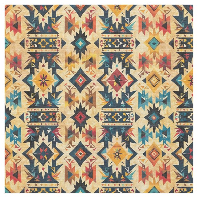 Aztec Pattern-Vibrant Tribal Geometric Stoff (Nahaufnahme)