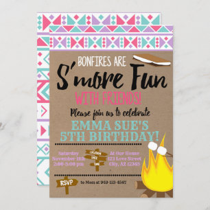 Aztec Pink Aquamarin S'more fun mit Freunden Gebur Einladung