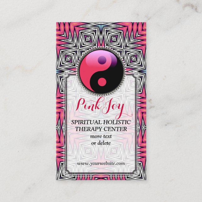 Aztec Pink Joy YinYang New Age Yoga Business Card Visitenkarte (Vorderseite)