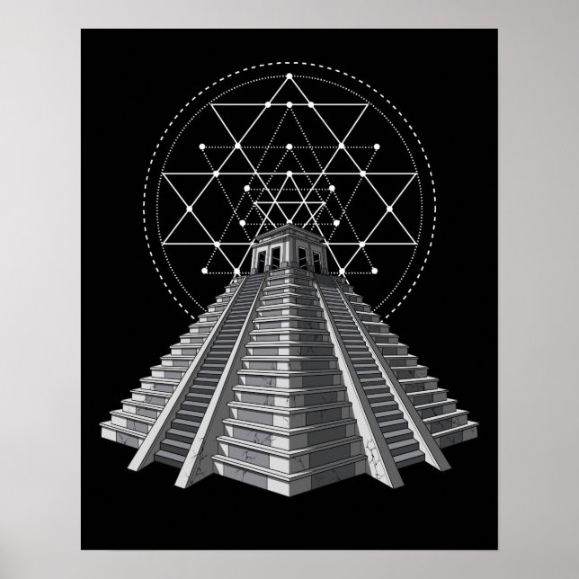 Aztec Pyramid Ancient Mayan Sacred Geometry Poster (Vorne)
