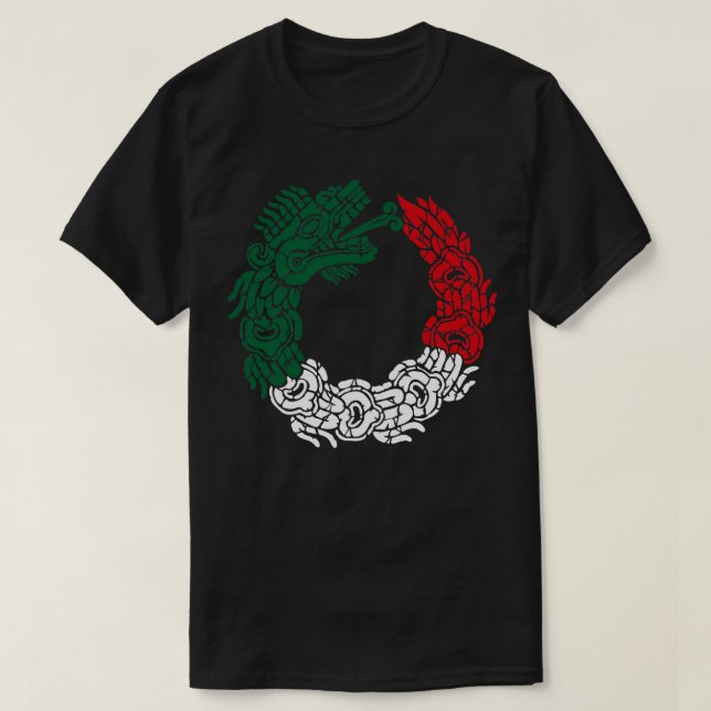 Aztec Quetzalcoatl Serpent Mexican Flag Mexico Roo T-Shirt (Design vorne)