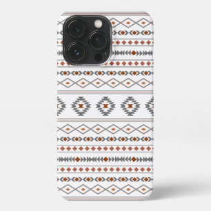 Aztec Reds Grays White Mixed Motifs Muster iPhone 13 Pro Hülle
