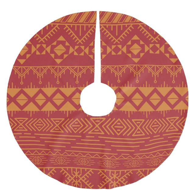 Aztec Retro: Vintage-Musterdesign. Polyester Weihnachtsbaumdecke (Vorderseite)