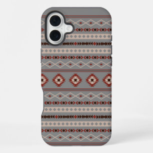 Aztec-Rost-Creme-Braun-Grau-gemischtes-Muster iPhone 16 Plus Hülle