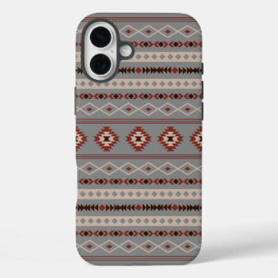 Aztec Rust Cream Brown Gray Mixed Motifs Muster iPhone 16 Plus Hülle