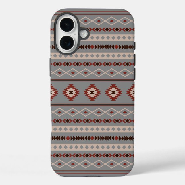 Aztec Rust Cream Brown Gray Mixed Motifs Muster Case-Mate iPhone Hülle (Rückseite)