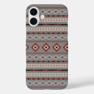 Aztec Rust Cream Brown Gray Mixed Motifs Muster iPhone 16 Plus Hülle