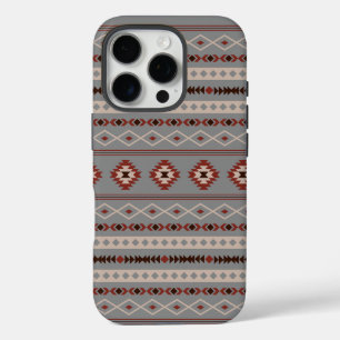 Aztec Rust Cream Brown Gray Mixed Motifs Muster iPhone 16 Pro Hülle