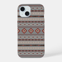 Aztec Rust Cream Brown Gray Mixed Motifs Muster