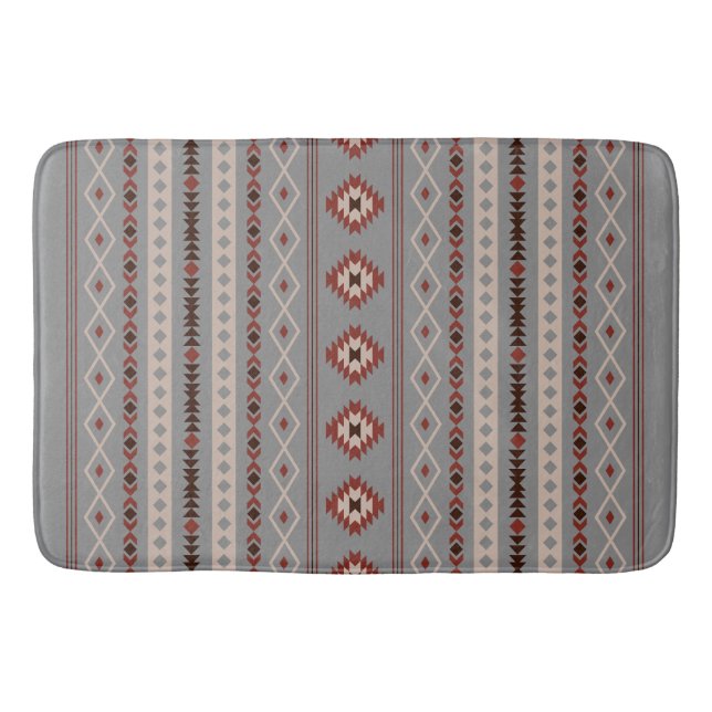 Aztec Rust Cream Brown Gray Mixed Motifs V Muster Badematte (Vorderseite)