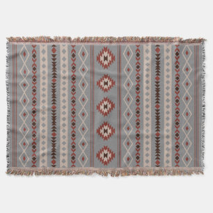 Aztec Rust Cream Brown Gray Mixed Motifs V Muster Decke