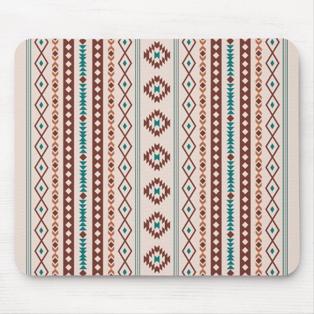 Aztec Rusts Aquamarine Creme Mixed Motifs V Muster Mousepad (Vorne)